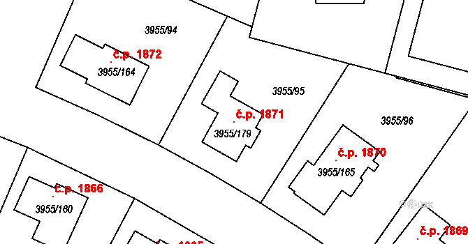 Chotěboř 1871 na parcele st. 3955/179 v KÚ Chotěboř, Katastrální mapa