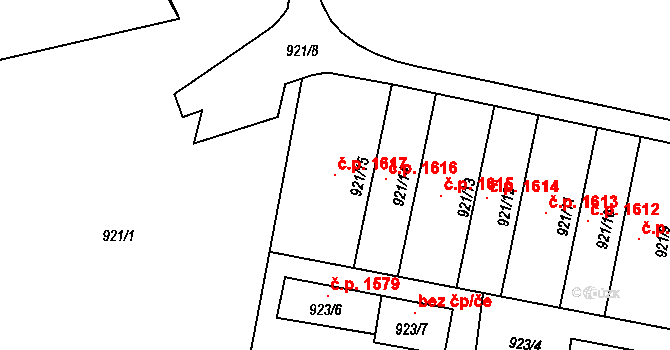 Lutyně 1617, Orlová na parcele st. 921/15 v KÚ Horní Lutyně, Katastrální mapa