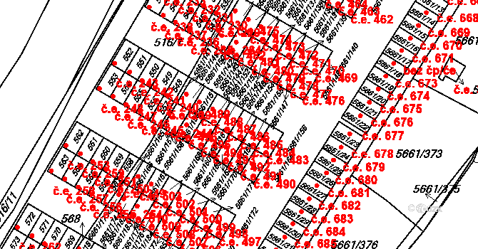 Jihlava 485 na parcele st. 5661/154 v KÚ Jihlava, Katastrální mapa