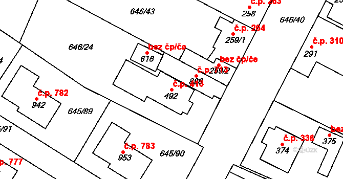Líbeznice 413 na parcele st. 492 v KÚ Líbeznice, Katastrální mapa