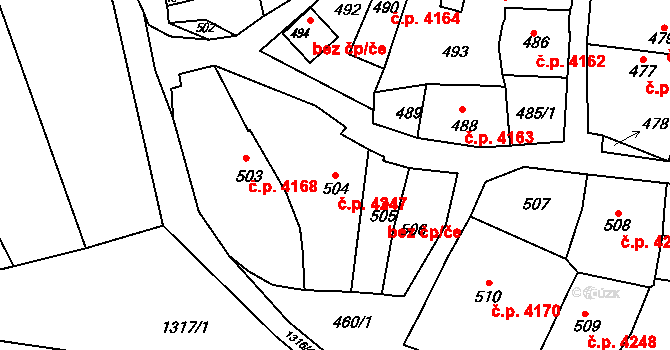 Bohuslavice 4247, Kyjov na parcele st. 504 v KÚ Bohuslavice u Kyjova, Katastrální mapa