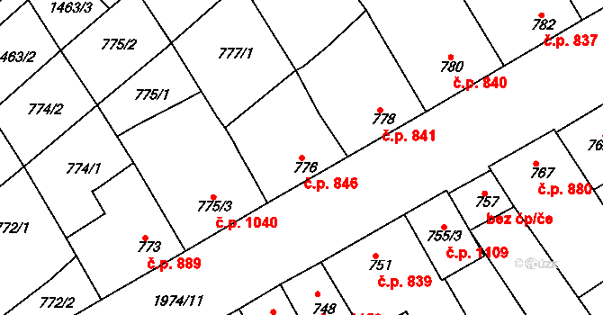 Mistřín 846, Svatobořice-Mistřín na parcele st. 776 v KÚ Mistřín, Katastrální mapa