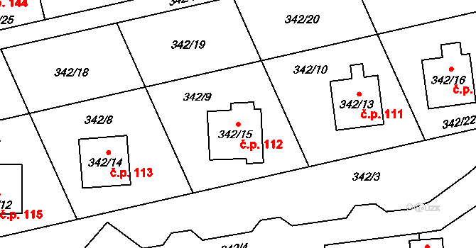 Edrovice 112, Rýmařov na parcele st. 342/15 v KÚ Edrovice, Katastrální mapa