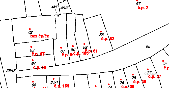 Třeboň I 61, Třeboň na parcele st. 59 v KÚ Třeboň, Katastrální mapa
