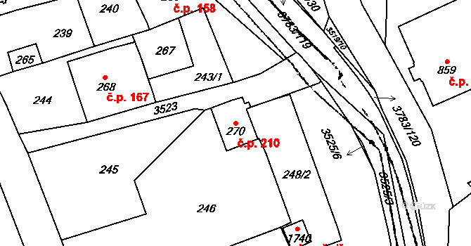 Cvikov II 210, Cvikov na parcele st. 270 v KÚ Cvikov, Katastrální mapa