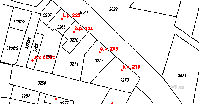 Mimoň I 259, Mimoň na parcele st. 3272 v KÚ Mimoň, Katastrální mapa
