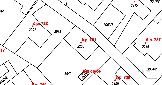 Chrudim IV 721, Chrudim na parcele st. 2200 v KÚ Chrudim, Katastrální mapa