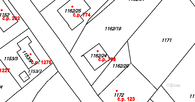 Liberec XIV-Ruprechtice 768, Liberec na parcele st. 1162/24 v KÚ Ruprechtice, Katastrální mapa