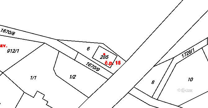 Heroltice 15, Štíty na parcele st. 285 v KÚ Heroltice u Štítů, Katastrální mapa