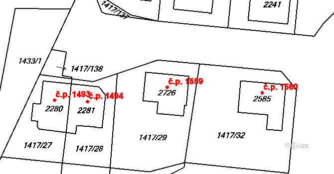 Přelouč 1559 na parcele st. 2726 v KÚ Přelouč, Katastrální mapa