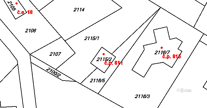 Palkovice 811 na parcele st. 2115/2 v KÚ Palkovice, Katastrální mapa