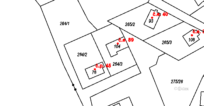 Boříkovy 44, Kolinec, Katastrální mapa