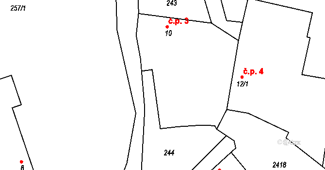 Mrvice 3, Vrchotovy Janovice na parcele st. 10 v KÚ Vrchotovy Janovice, Katastrální mapa