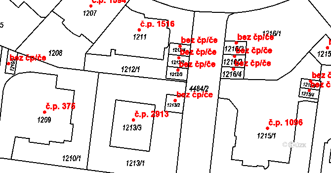 Teplice 42132100 na parcele st. 1213/2 v KÚ Teplice, Katastrální mapa