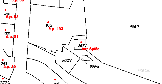 Český Krumlov 42184100 na parcele st. 2674 v KÚ Český Krumlov, Katastrální mapa