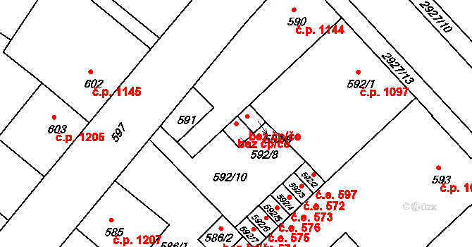 Rumburk 44464100 na parcele st. 592/8 v KÚ Rumburk, Katastrální mapa