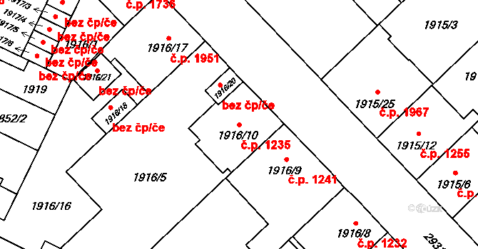 Předměstí 1235, Opava na parcele st. 1916/10 v KÚ Opava-Předměstí, Katastrální mapa