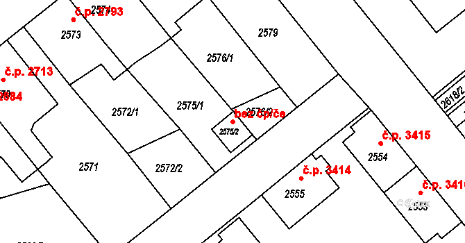 Chomutov 45060100 na parcele st. 2575/2 v KÚ Chomutov II, Katastrální mapa