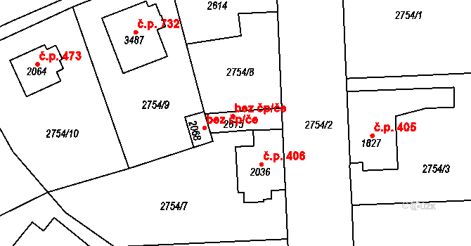 Klatovy 45222100 na parcele st. 2615 v KÚ Klatovy, Katastrální mapa