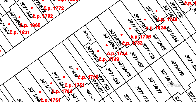 Hlučín 1749 na parcele st. 3071/625 v KÚ Hlučín, Katastrální mapa