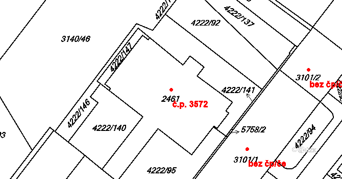 Břeclav 3572 na parcele st. 2461 v KÚ Břeclav, Katastrální mapa