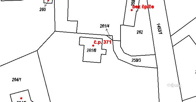 Petrov nad Desnou 371 na parcele st. 261/6 v KÚ Petrov nad Desnou, Katastrální mapa