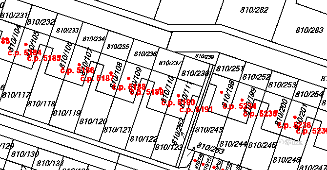 Proseč nad Nisou 5190, Jablonec nad Nisou na parcele st. 810/110 v KÚ Proseč nad Nisou, Katastrální mapa