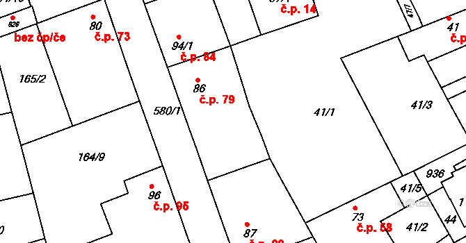 Chýně 79 na parcele st. 86 v KÚ Chýně, Katastrální mapa