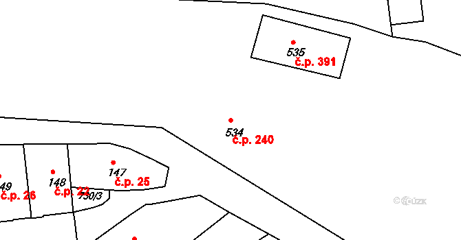 Broumov 240 na parcele st. 534 v KÚ Broumov, Katastrální mapa