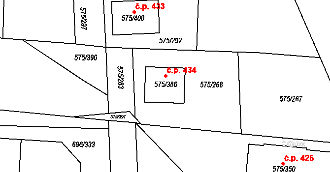 Klokoty 434, Tábor na parcele st. 575/386 v KÚ Klokoty, Katastrální mapa
