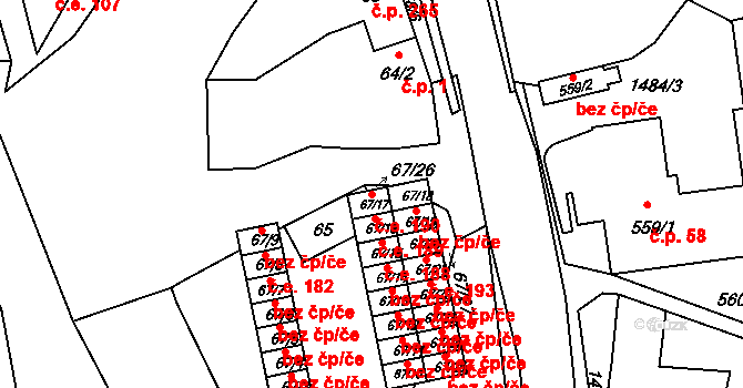 Olomučany 190 na parcele st. 67/17 v KÚ Olomučany, Katastrální mapa
