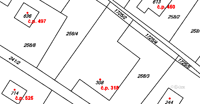 Libhošť 318 na parcele st. 308 v KÚ Libhošť, Katastrální mapa