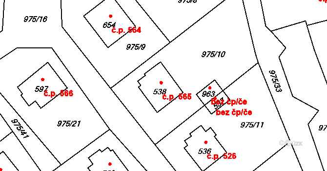 Mořkov 565 na parcele st. 538 v KÚ Mořkov, Katastrální mapa