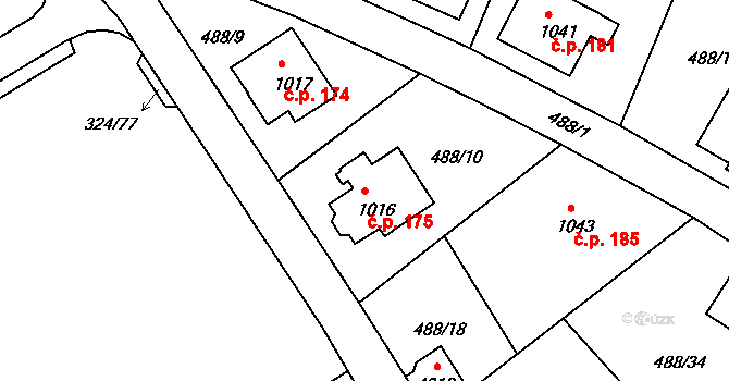 Horní Brána 175, Český Krumlov na parcele st. 1016 v KÚ Český Krumlov, Katastrální mapa