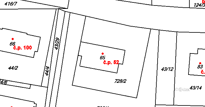 Dolní Poříčí 52, Horní Poříčí na parcele st. 65 v KÚ Dolní Poříčí, Katastrální mapa