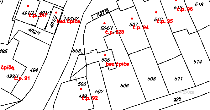 Stonařov 94992100 na parcele st. 505 v KÚ Stonařov, Katastrální mapa