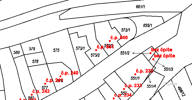 Holešov 841 na parcele st. 573/2 v KÚ Holešov, Katastrální mapa