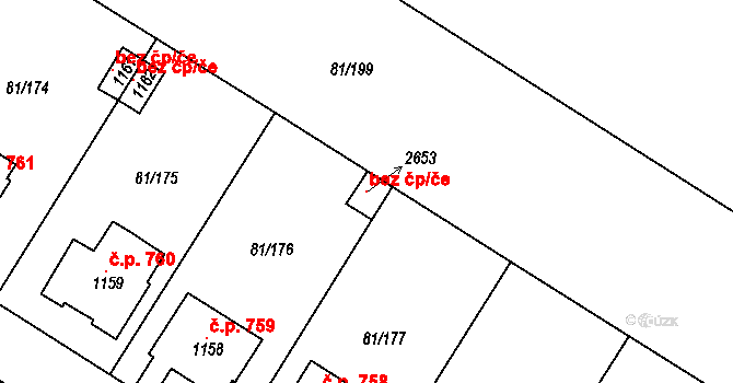 Kralupy nad Vltavou 105830101 na parcele st. 2653 v KÚ Lobeček, Katastrální mapa
