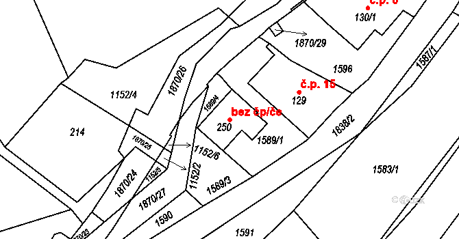Kounov 106949101 na parcele st. 250 v KÚ Kounov u Dobrušky, Katastrální mapa