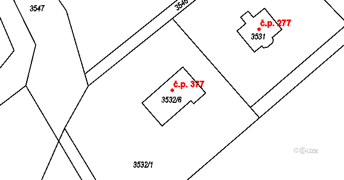 Třanovice 377 na parcele st. 3532/6 v KÚ Třanovice, Katastrální mapa
