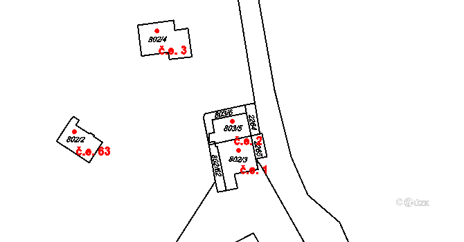 Vranov nad Dyjí 2 na parcele st. 803/5 v KÚ Vranov nad Dyjí, Katastrální mapa