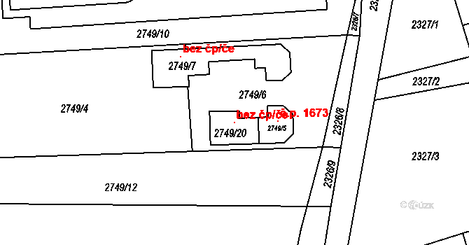 Šlapanice 115367101 na parcele st. 2749/20 v KÚ Šlapanice u Brna, Katastrální mapa
