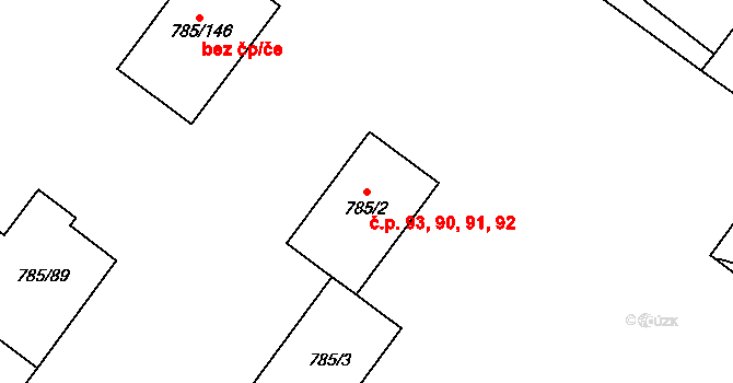 Šipší 90,91,92,93, Kutná Hora na parcele st. 785/2 v KÚ Sedlec u Kutné Hory, Katastrální mapa