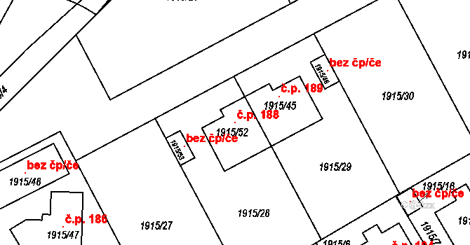 Plzeňské Předměstí 188, Horšovský Týn na parcele st. 1915/52 v KÚ Horšovský Týn, Katastrální mapa