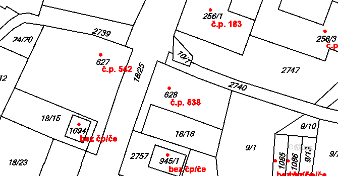 Šumburk nad Desnou 538, Tanvald na parcele st. 628 v KÚ Šumburk nad Desnou, Katastrální mapa