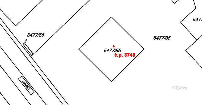 Jihlava 3740 na parcele st. 5477/55 v KÚ Jihlava, Katastrální mapa