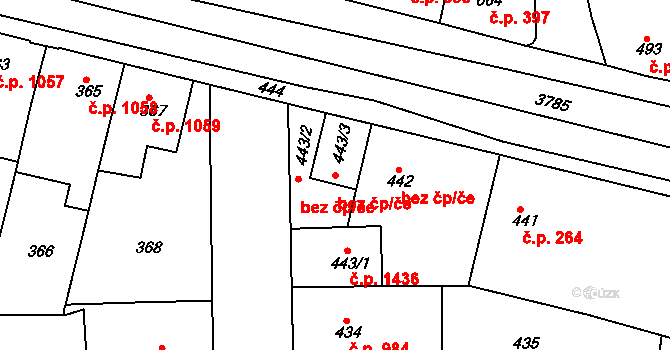 Slavkov u Brna 1435 na parcele st. 443/3 v KÚ Slavkov u Brna, Katastrální mapa