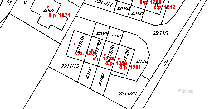 Rýmařov 1202 na parcele st. 2211/30 v KÚ Rýmařov, Katastrální mapa