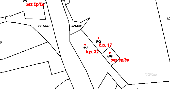 Pecerady 32, Týnec nad Sázavou na parcele st. 9/1 v KÚ Pecerady, Katastrální mapa