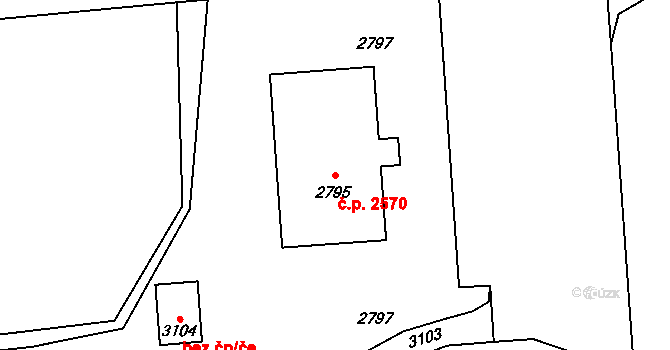 Kročehlavy 2570, Kladno na parcele st. 2795 v KÚ Kročehlavy, Katastrální mapa
